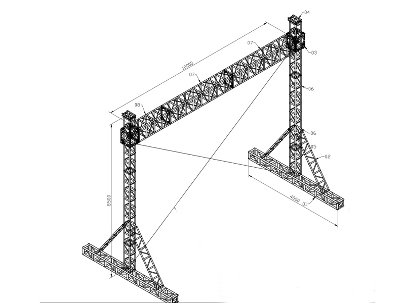 LED Screen Support Truss 8.5mx10m